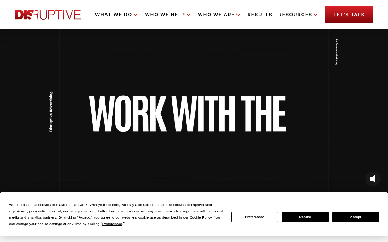 Disruptive Advertising homepage