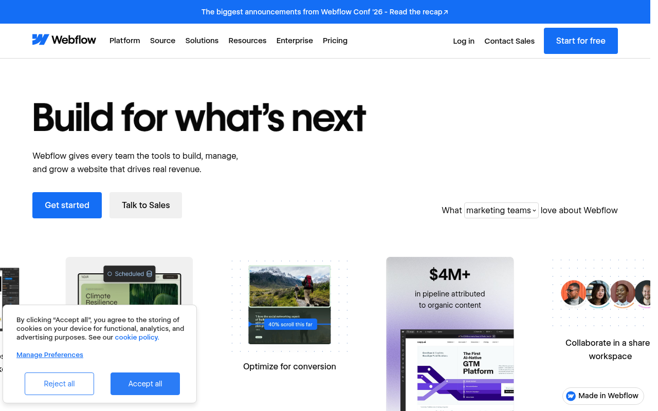 Webflow homepage