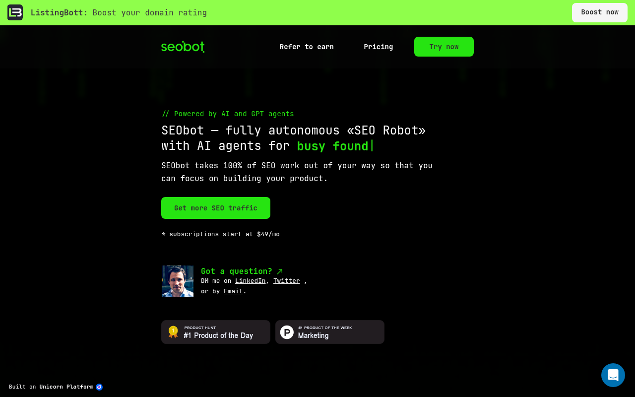 SEObot homepage