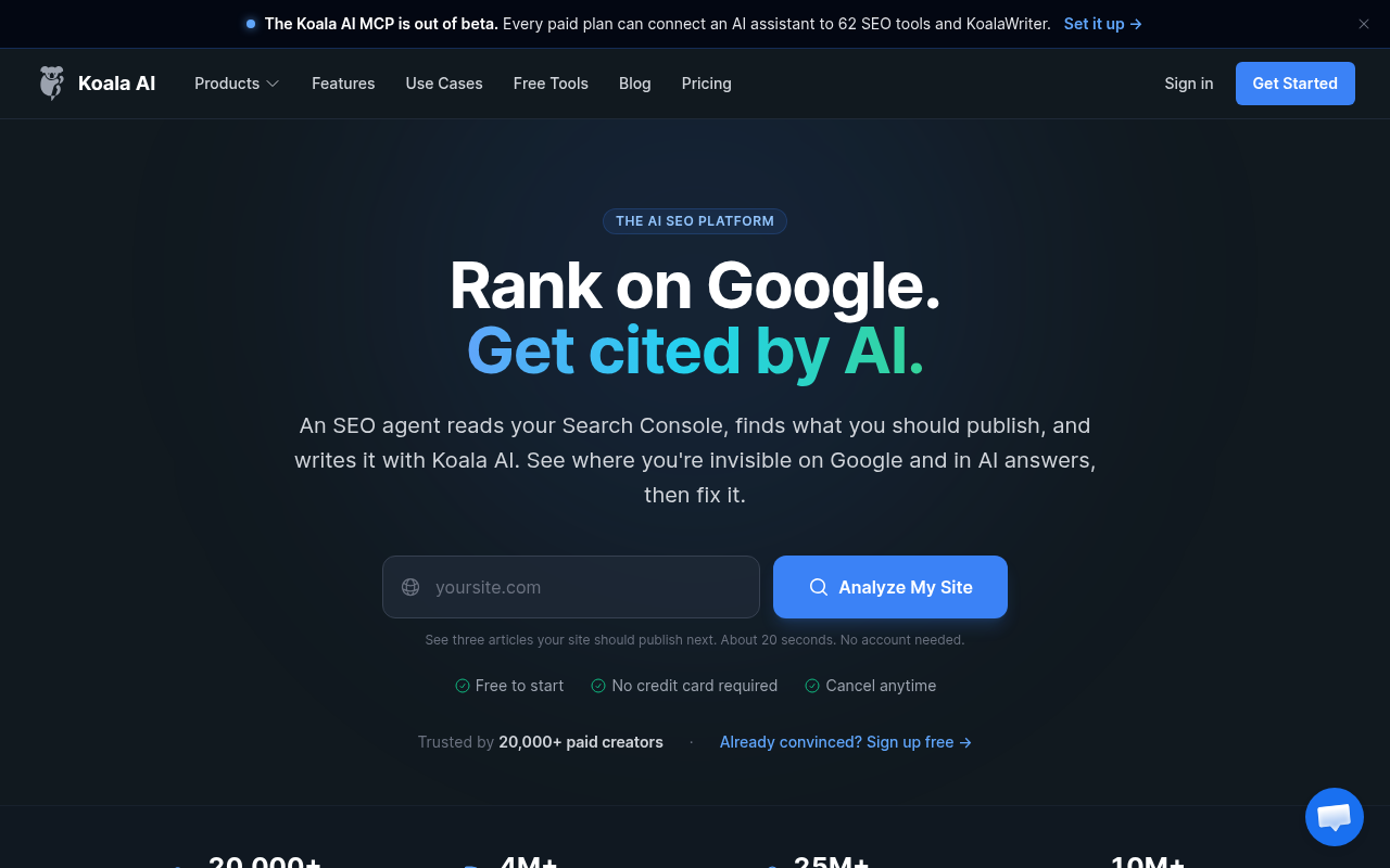 Koala AI homepage